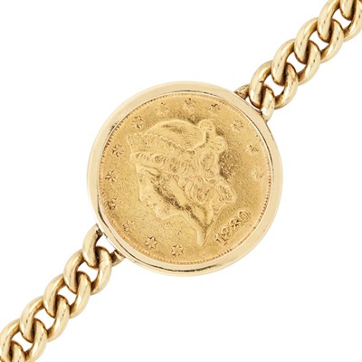Lot 222 - Gold and Twenty Dollar Liberty Gold Coin Bracelet