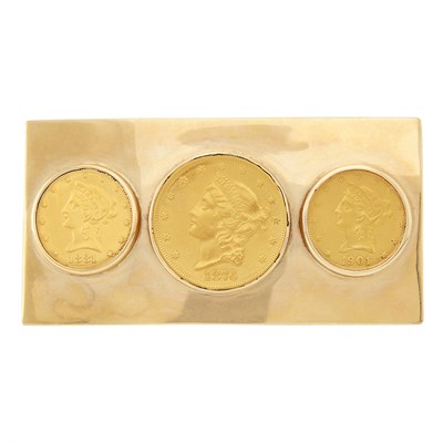 Lot 224 - Gold and US Gold Coin Belt Buckle