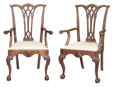 Lot 265 - Pair of Chippendale Style Mahogany Open Armchairs