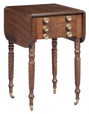 Lot 292 - Federal Mahogany Drop-Leaf Work Table Circa...