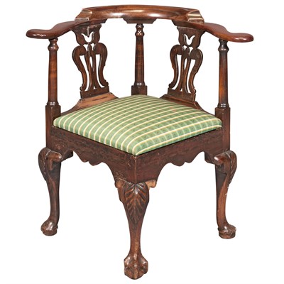 Lot 252 - George II Provincial Mahogany Corner Chair...