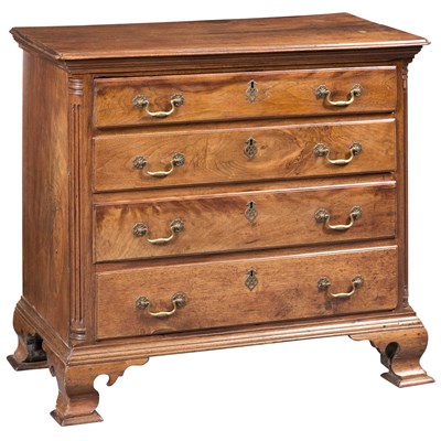 Lot 254 - Chippendale Walnut Chest of Drawers...