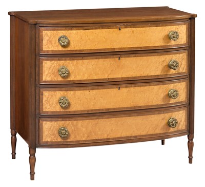 Lot 224 - Federal Mahogany and Figured Maple Bowfront...