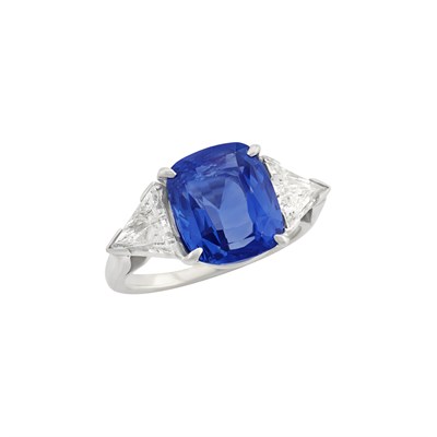 Lot 436 - Platinum, Sapphire and Diamond Ring