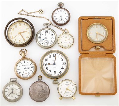 Lot 1601 - Group of Ten Pocket Watches and Clocks