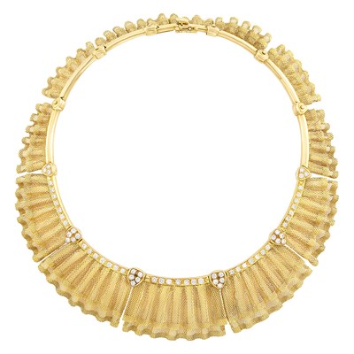 Lot 498 - Gold and Diamond Mesh Necklace, Van Cleef & Arpels, France