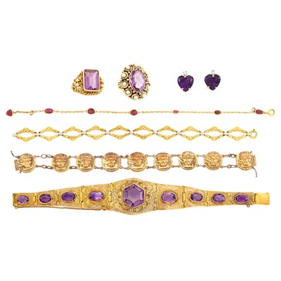 Lot 1231 - Group of Gold, Low Karat Gold, Amethyst, Pearl, Gem-Set and Diamond Jewelry