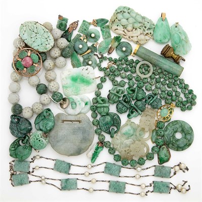 Lot 1686 - Group of Carved Jade Jewelry and Fragments