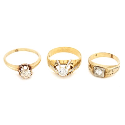 Lot 1547 - Three Gold and Diamond Rings