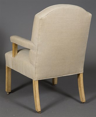 Lot 134 - Pair of Linen-Upholstered Painted Armchairs