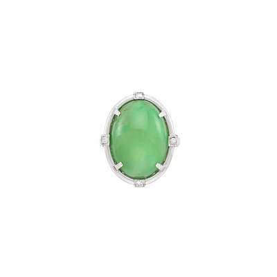 Lot 119 - Platinum, Jade and Diamond Ring