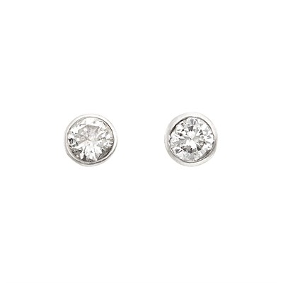 Lot 1491 - Pair of White Gold and Diamond Stud Earrings