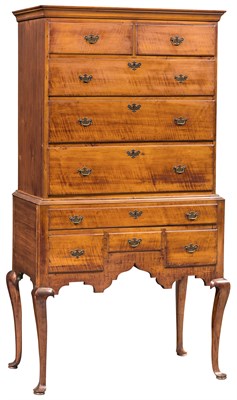 Lot 246 - Queen Anne Maple High Chest New England, 18th...
