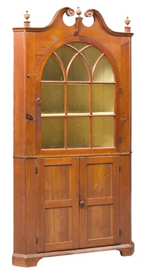 Lot 201 - Federal Pine Corner Cupboard 19th Century The...