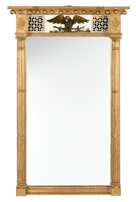Lot 327 - Federal Giltwood and Eglomise Mirror Early...