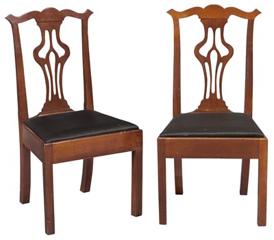 Lot 241 - Pair of Chippendale Cherry Side Chairs...