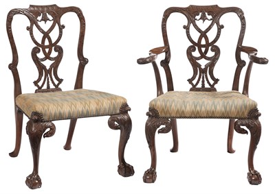 Lot 303 - George II Style Walnut Armchair and Side Chair...
