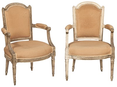 Lot 295 - Assembled Pair of Louis XVI Painted Fauteuils...
