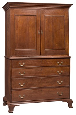 Lot 302 - Chippendale Cherry Linen Press Late 18th/Early...