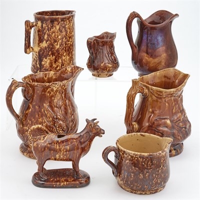 Lot 76 - Group of Six Brown or Mottled Brown and Yellow...