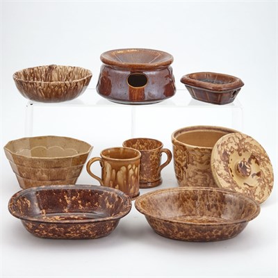 Lot 77 - Group of Nine Brown Glazed Earthenware...