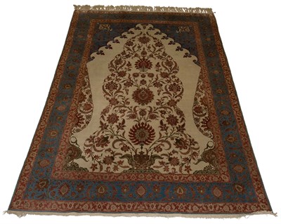 Lot 564 - Wool and Silk Qum Prayer Carpet Central Iran,...