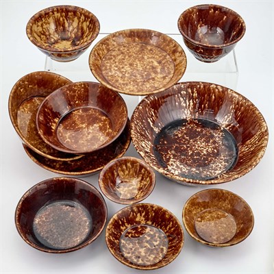Lot 79 - Group of Eleven Mottled Brown and Yellow...