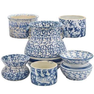 Lot 80 - Group of Blue and White Spongeware Table...