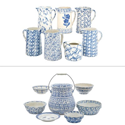 Lot 81 - Group of Blue and White Porcelain Spongeware...