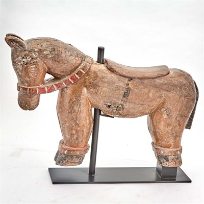 Lot 75 - Two Primitive Carved and Painted Wood Figures...