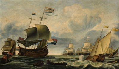 Lot 89 - Manner of Willem van de Velde Dutch Ships off...