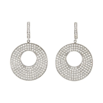 Lot 280 - Pair of White Gold and Diamond Pendant Earrings
