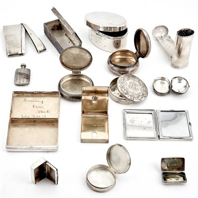 Lot 197 - Group of Continental Silver Toiletry and Pill...