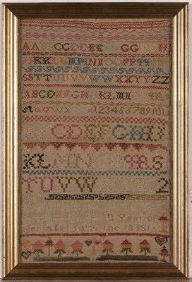 Lot 505 - American Needlework Sampler Worked by Rachel...