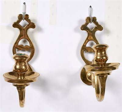 Lot 434 - Pair of Cast Brass Single Arm Sconces Height 7...
