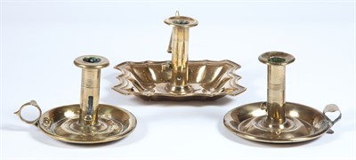 Lot 525 - Group of Brass Candlesticks and Chambersticks...