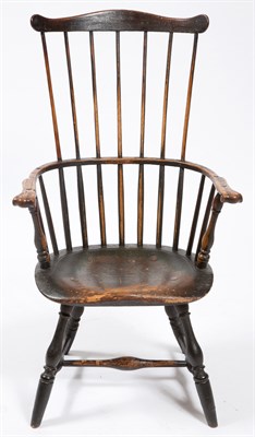 Lot 527 - Windsor Comb Back Armchair New England, last...