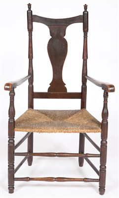 Lot 272 - Queen Anne Painted Rush Seat Open Armchair New...
