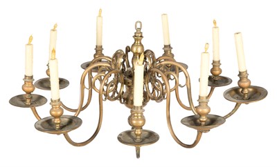 Lot 484 - Dutch Baroque Style Brass Ten-Light Chandelier...
