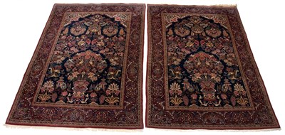 Lot 591 - Pair of Kashan Prayer Rugs Central Persia,...