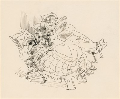 Lot 18 - Peggy Bacon American, 1895-1987 Reading on a...
