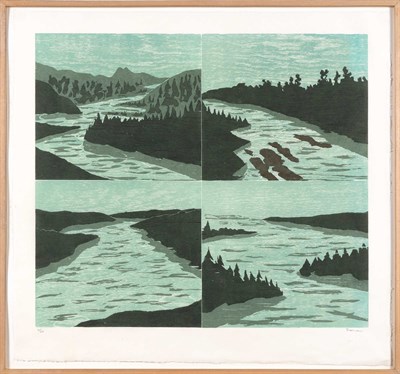 Lot 13 - Richard Bosman (b. 1944) RIVER Color woodcut,...
