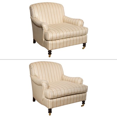 Lot 264 - Pair of Beige and White Striped...