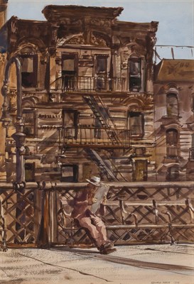 Lot 270 - Reginald Marsh American, 1898-1954 Man Reading...