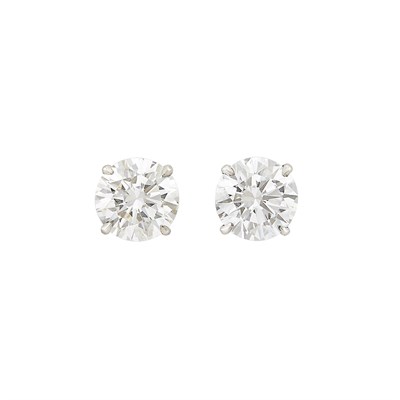 Lot 472 - Pair of Platinum and Diamond Stud Earrings