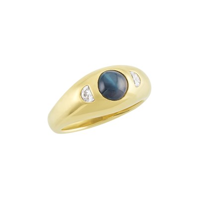Lot 145 - Gold, Cat's-Eye Alexandrite and Diamond Gypsy Ring