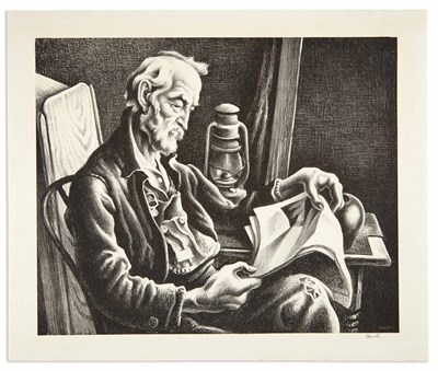 Lot 386 - Thomas Hart Benton (1889-1975) OLD MAN READING...