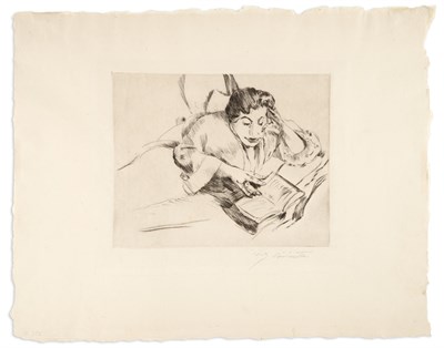 Lot 410 - Lovis Corinth (1858-1925) LEKTURE AUF DEM SOFA...