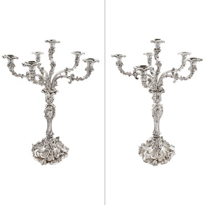 Lot 278 - Pair of English Silver Plated Six-Light...