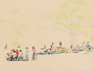Lot 191 - Hananiah Harari American, 1912-2000 Picnic in...